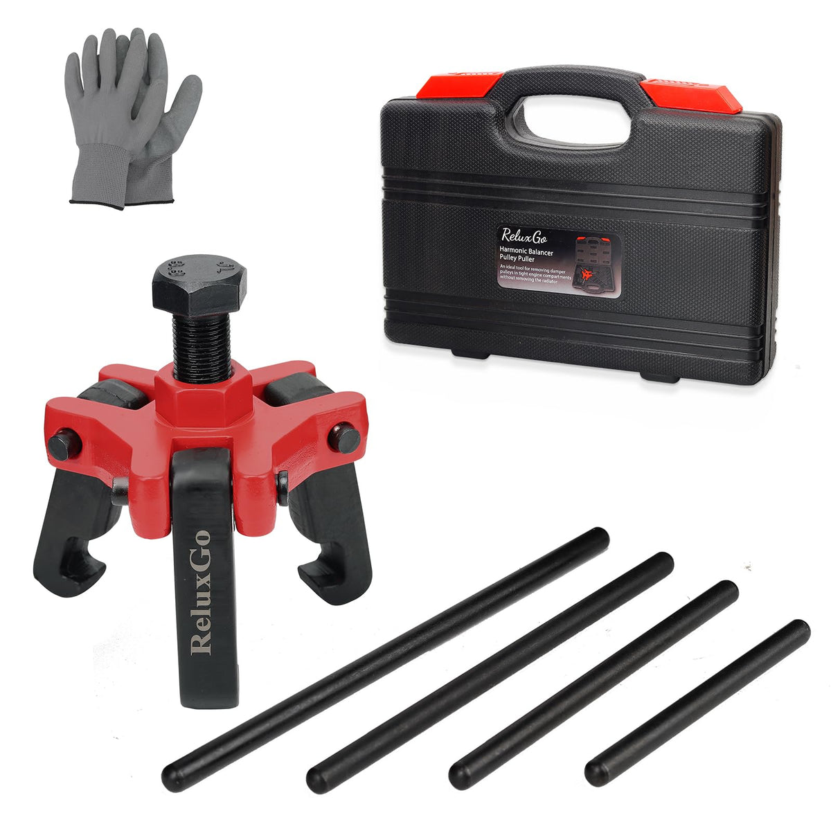 ReluxGo 3-jaw puller front view showing durable jaws and secure grip benefit