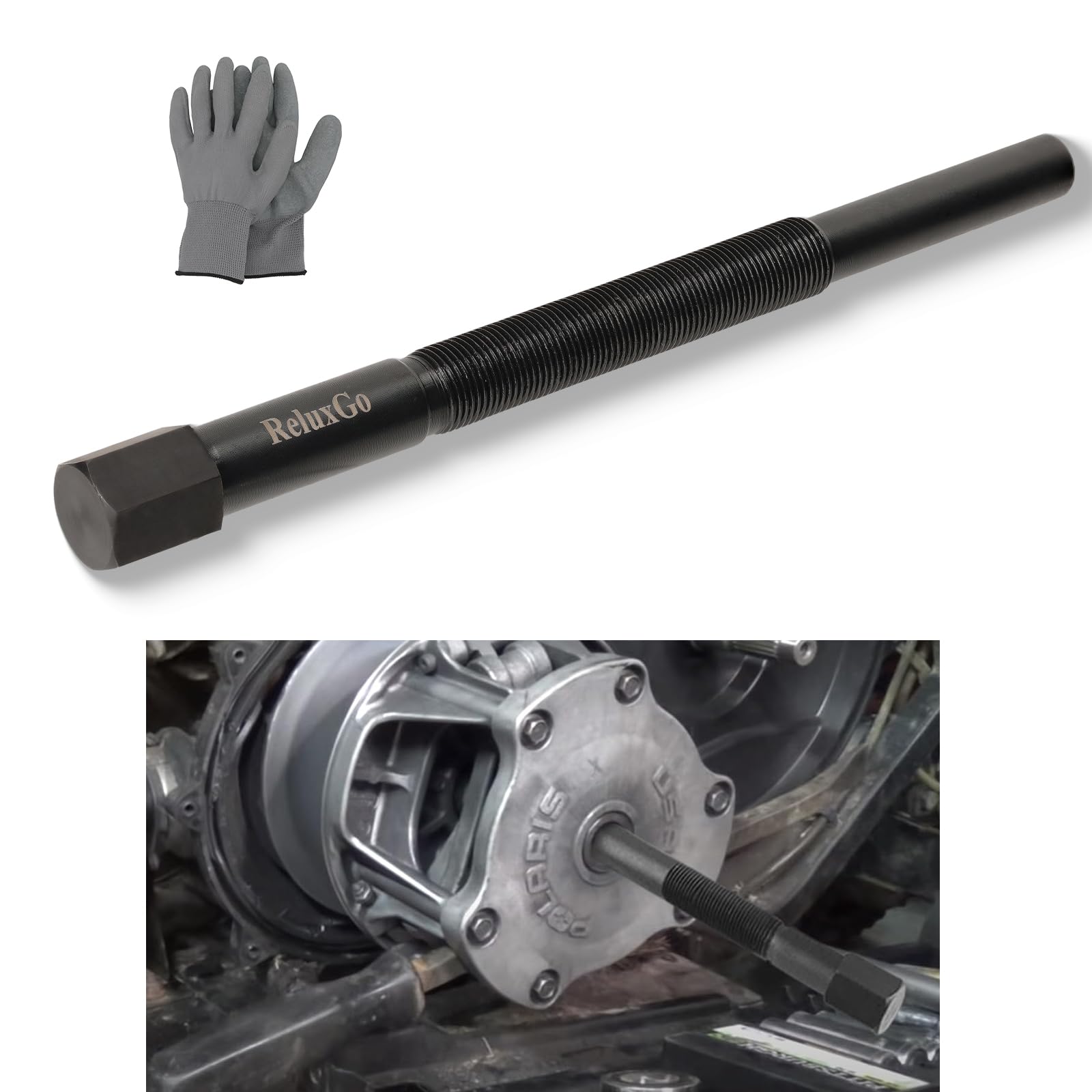 ReluxGo front view of clutch puller showing fit and alignment for safe removal