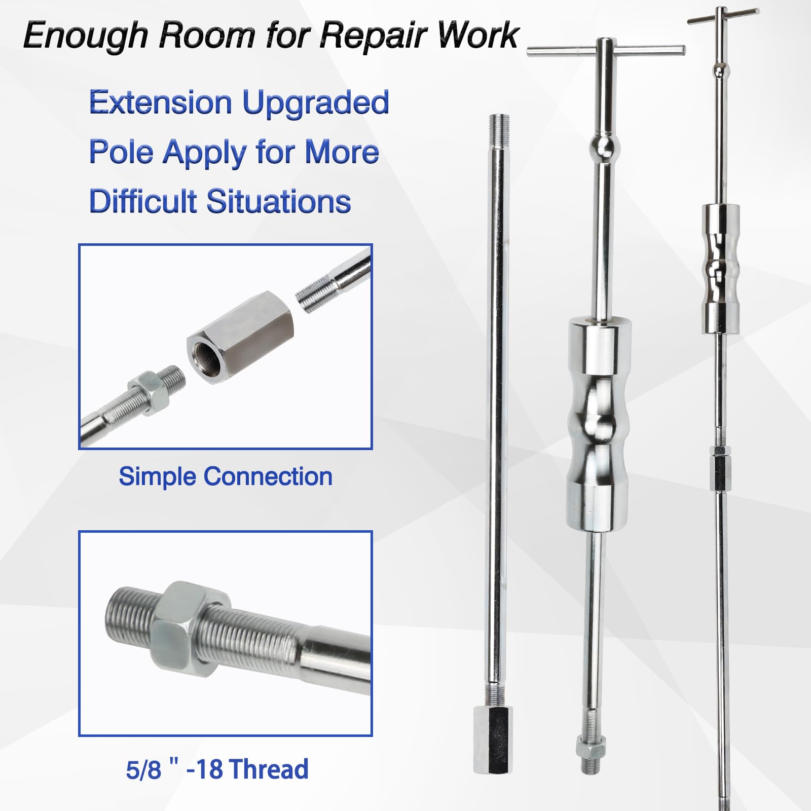 ReluxGo extension pole and slide hammer assembled providing extra reach