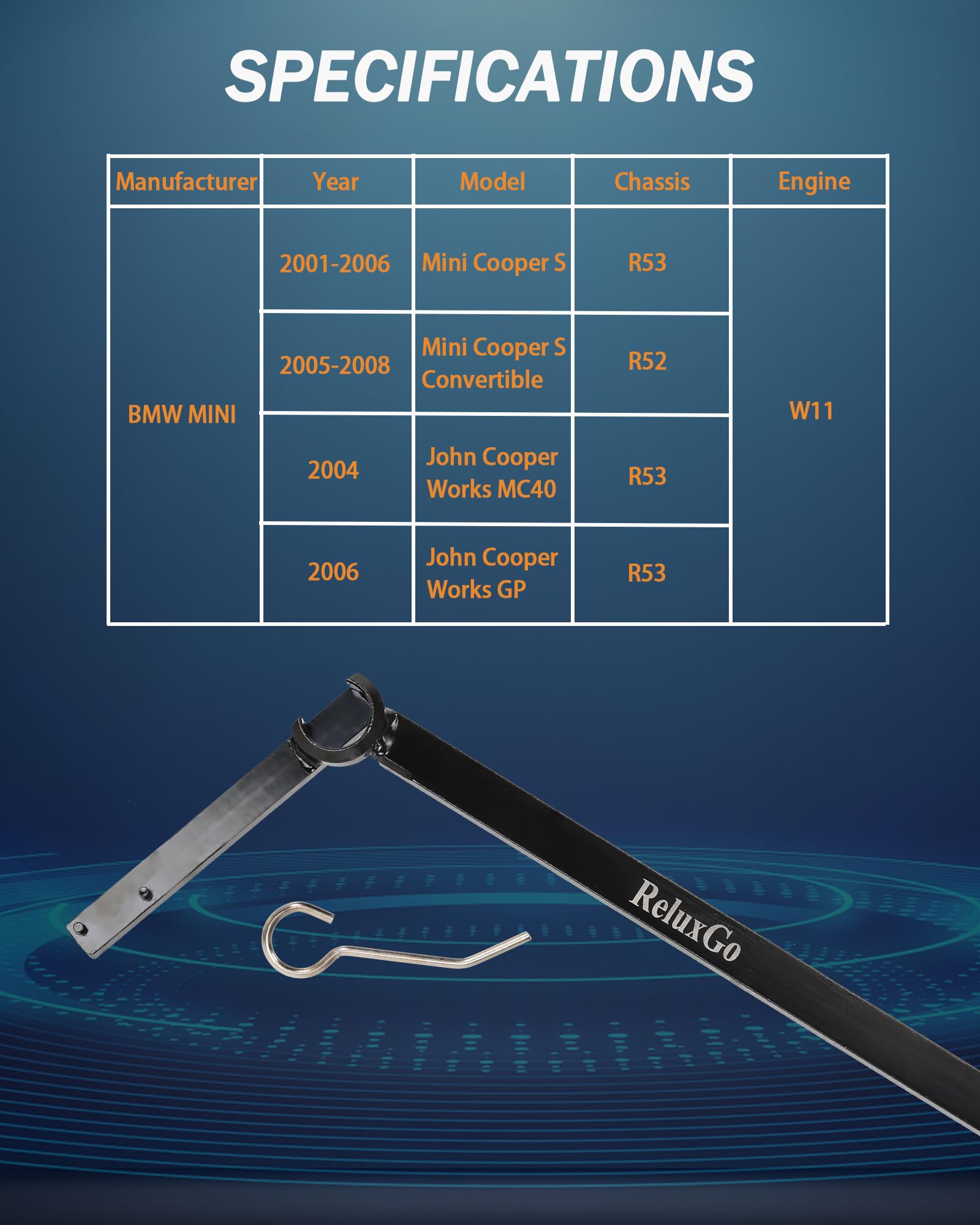 ReluxGo handle length beside ruler showing 625 mm reach for better leverage