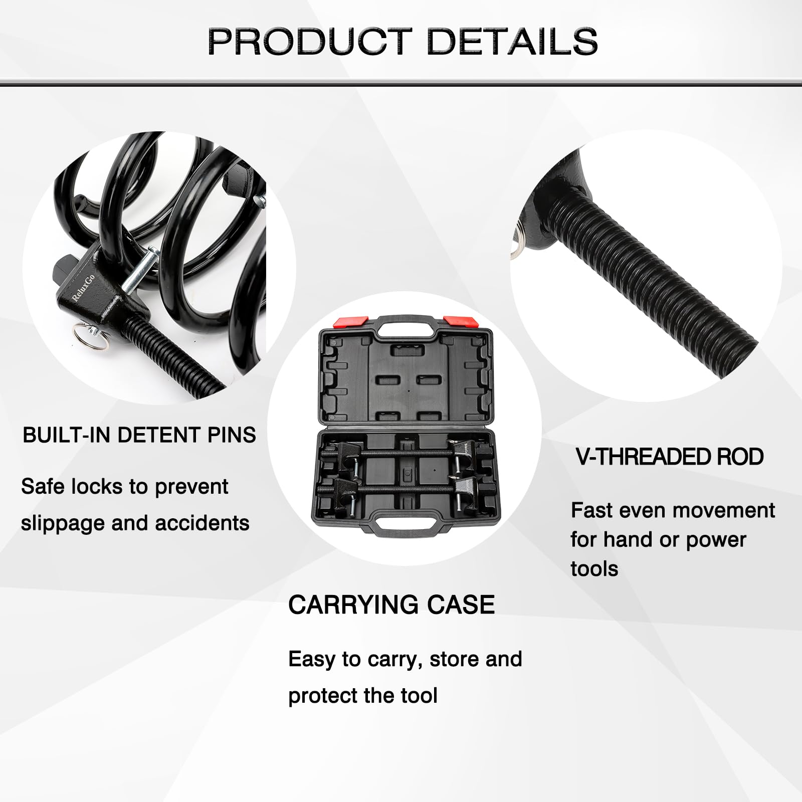 ReluxGo locking pin and wide pad detail highlighting secure grip