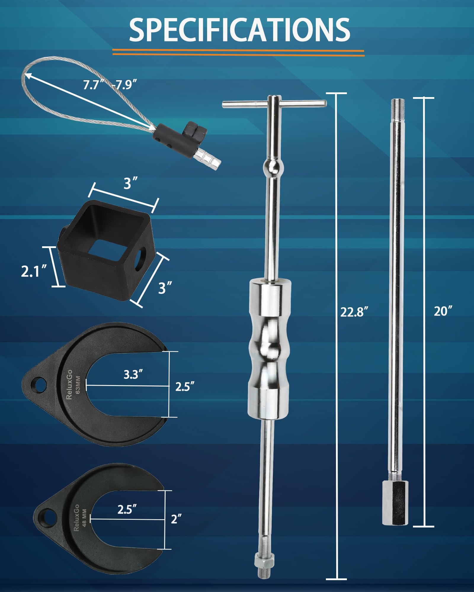 ReluxGo steel cable adapter detail demonstrating versatile pull method and reinforced cable strength