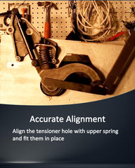 ReluxGo tool engaged on Mini W11 engine tensioner showing safer belt removal