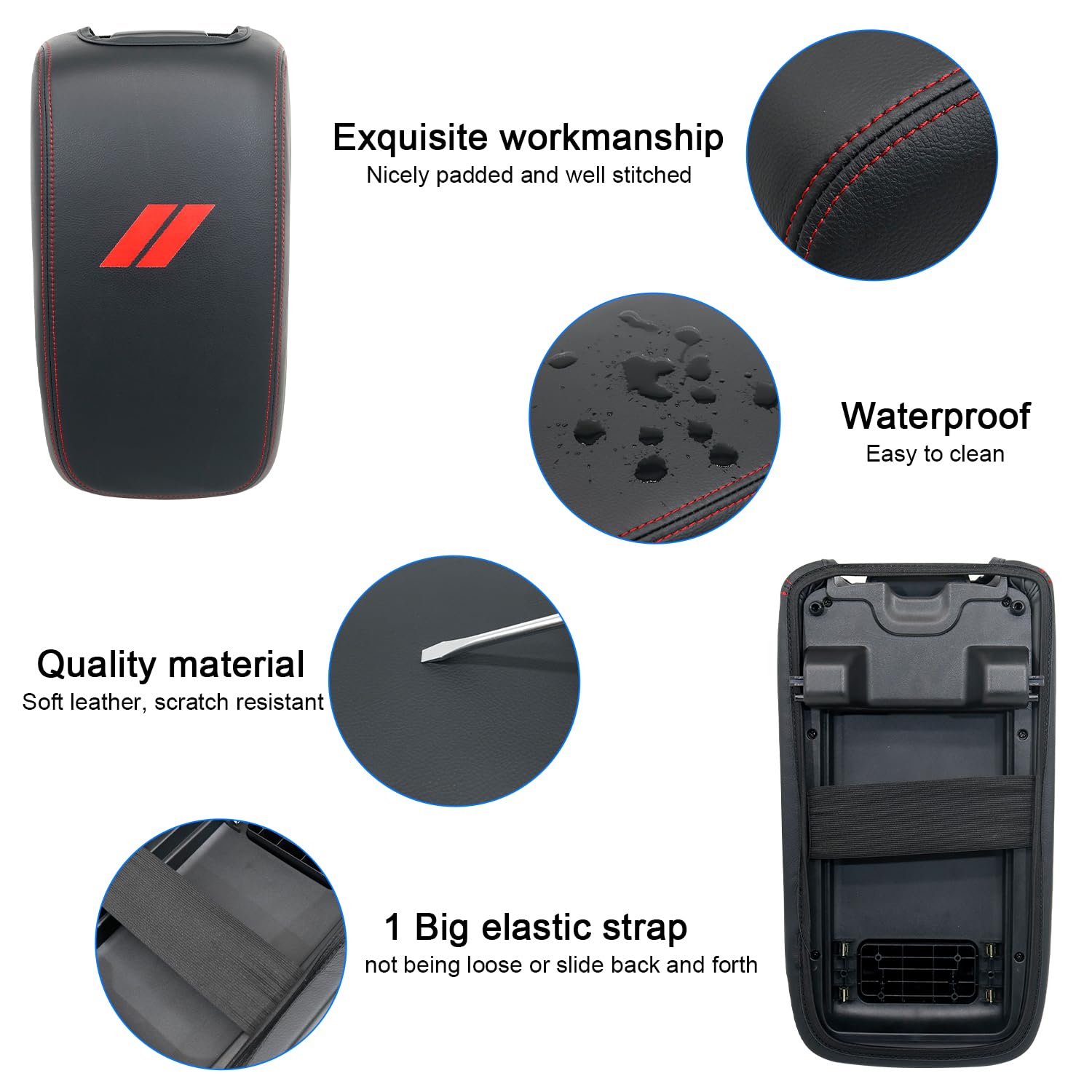 REMOCH installed cover inside Dodge Charger demonstrating neat fit and usable armrest surface