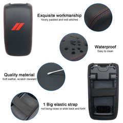 REMOCH installed cover inside Dodge Charger demonstrating neat fit and usable armrest surface