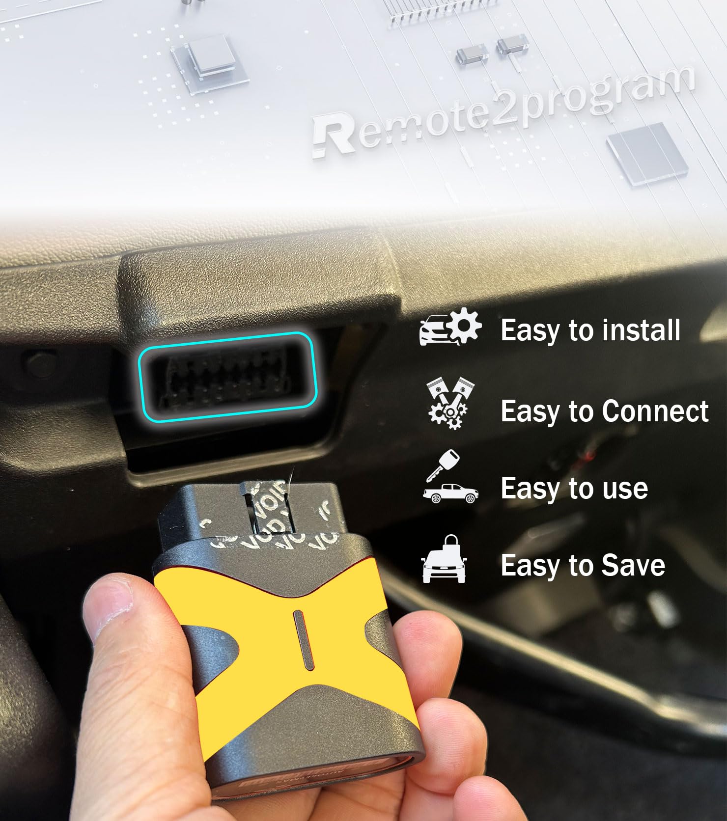 Remote2program paired with phone app demonstrating Bluetooth setup benefit