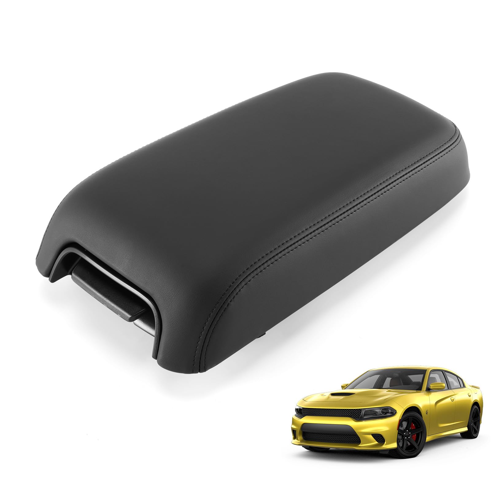 Rendrox front view of armrest lid assembly showing clean black finish and OEM style
