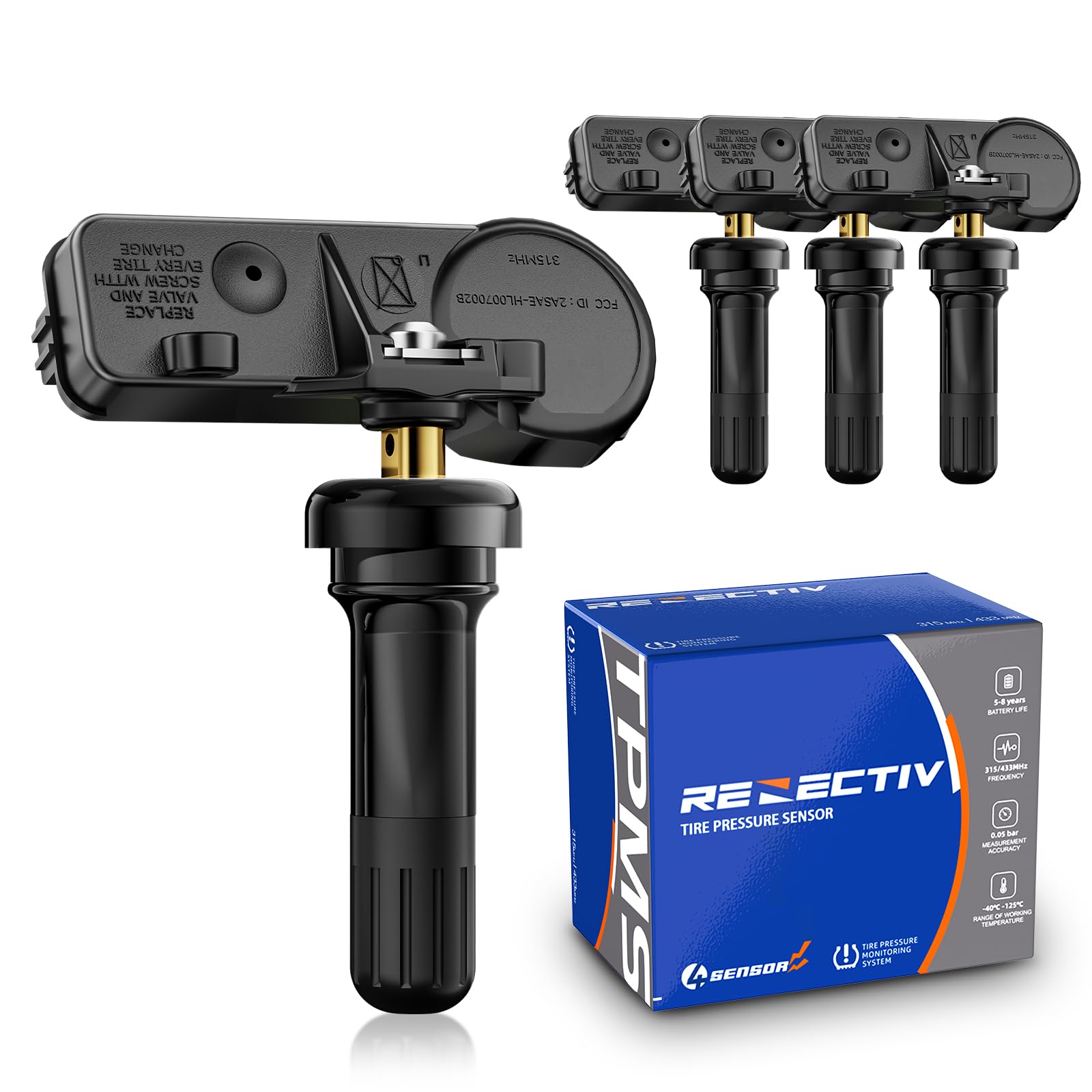 RENECTIV front packaging showing complete TPMS sensor kit and clear compatibility