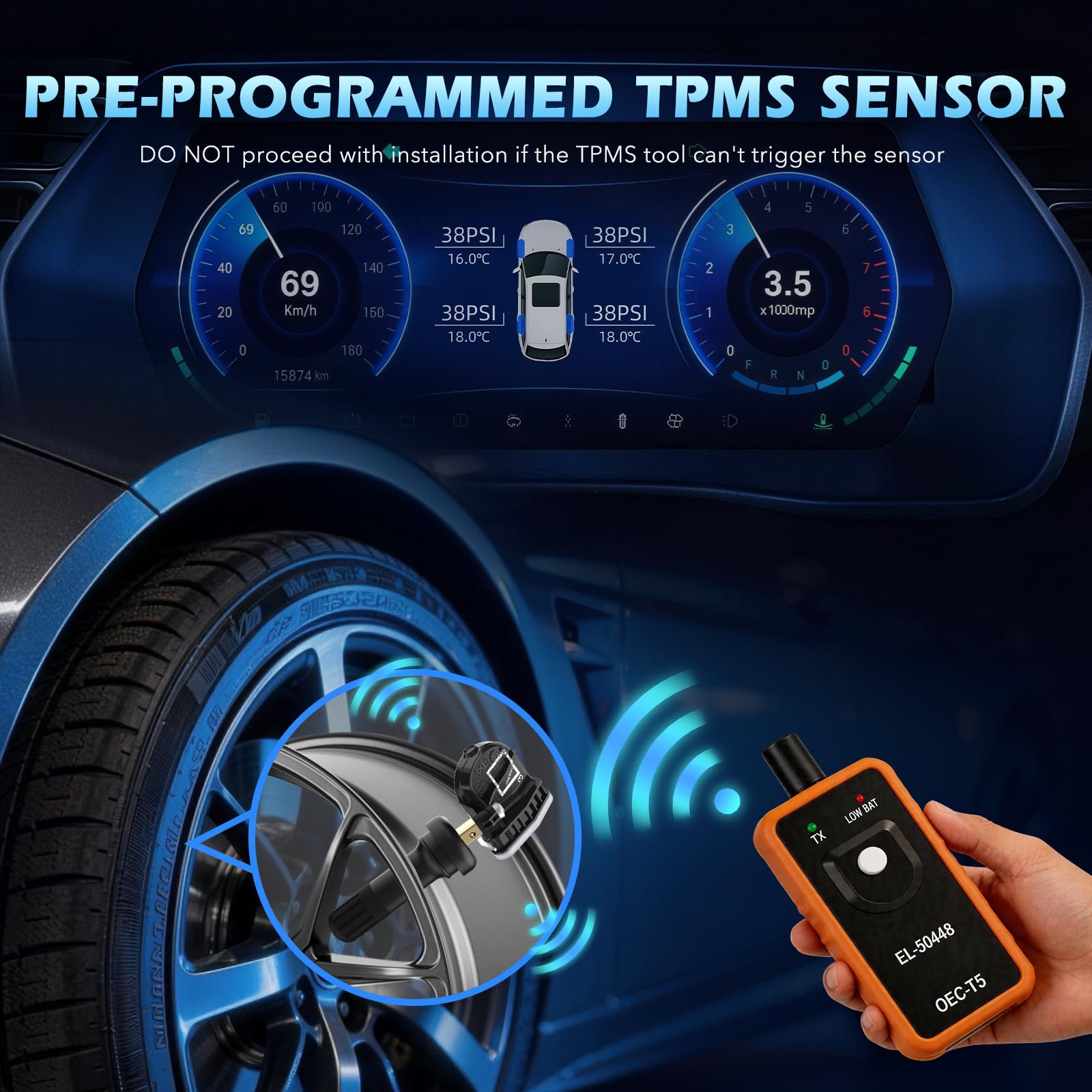 RENECTIV sensor inside vehicle tire illustrating restored TPMS functionality
