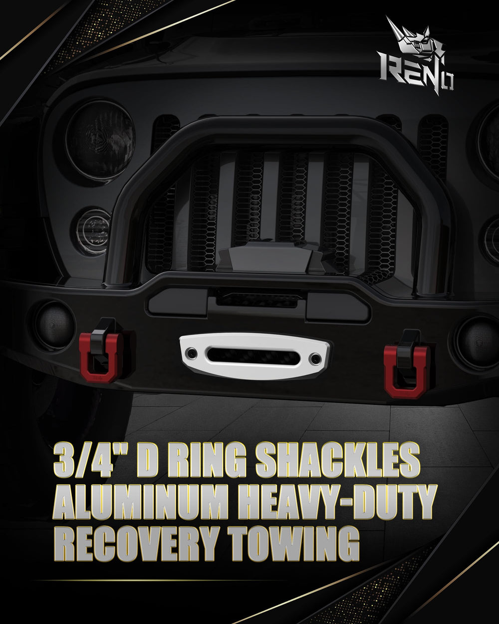 RENO shackle connected on a truck during off-road recovery showing real-world reliability benefit
