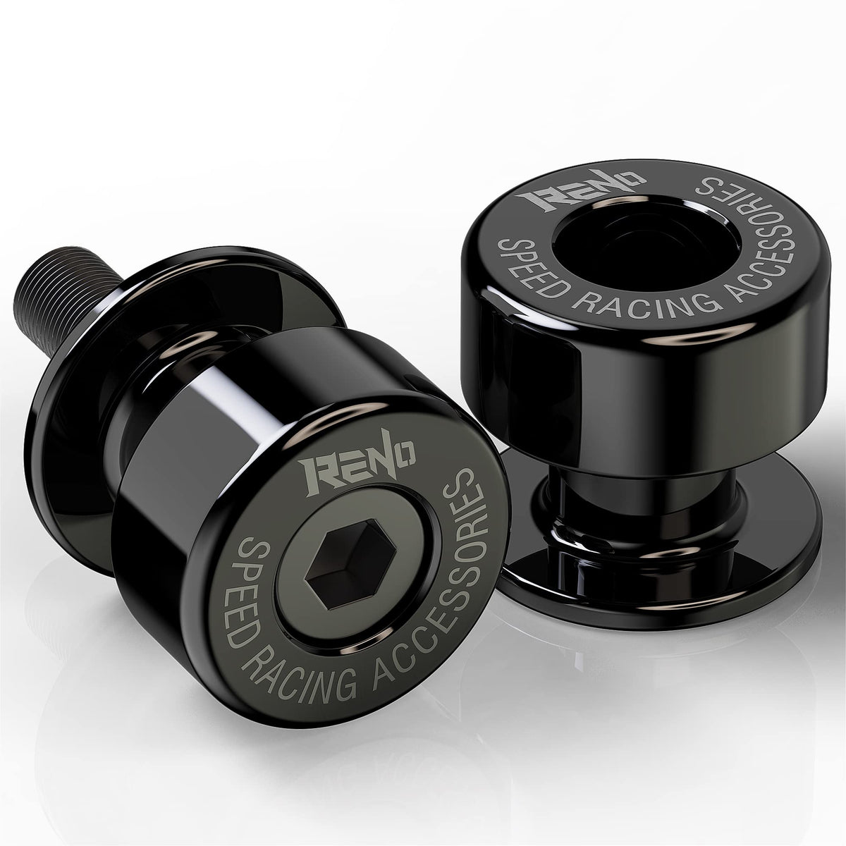 RENO front view of black spools showing durable finish and easy install