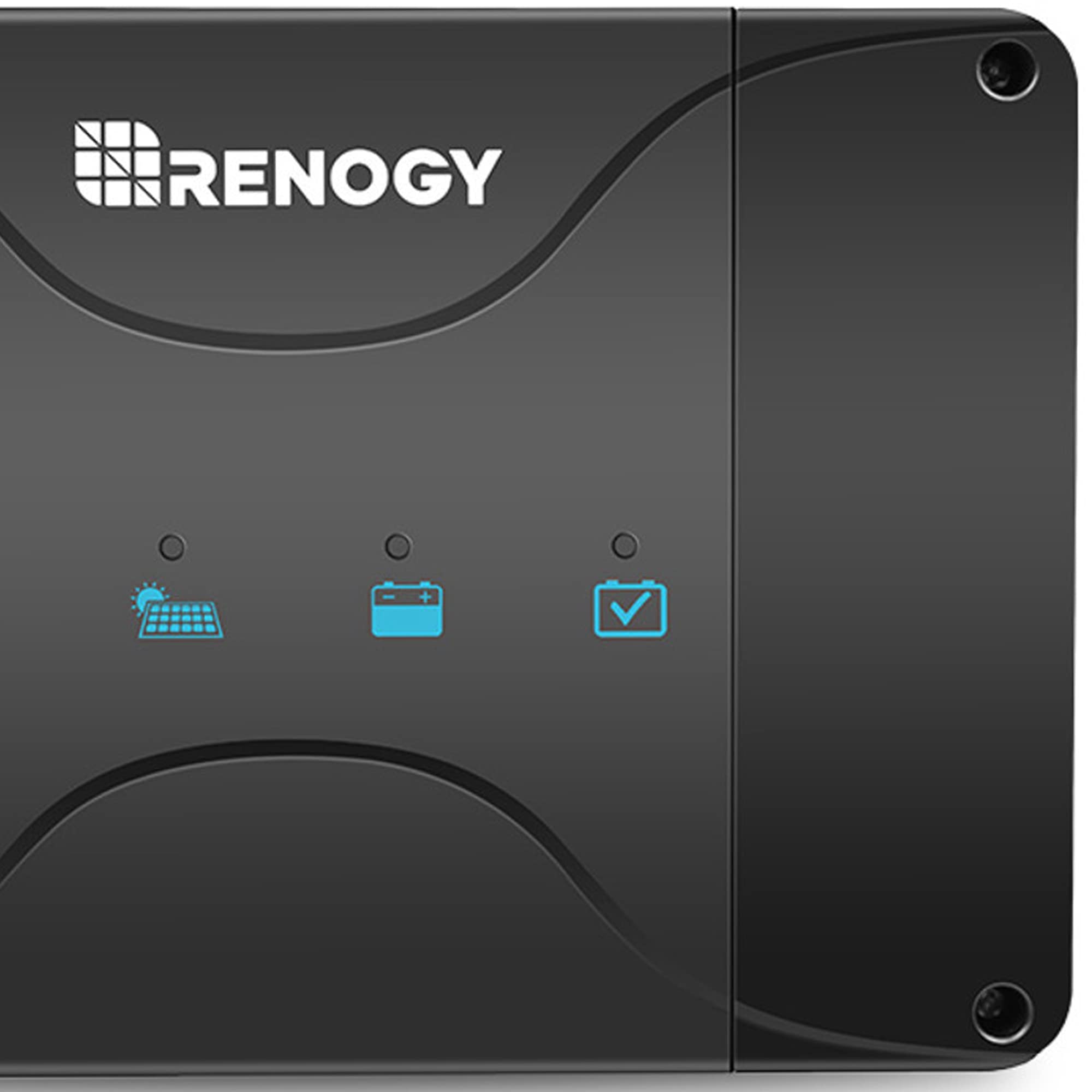 Renogy charger next to a smartphone for scale and space-saving benefit