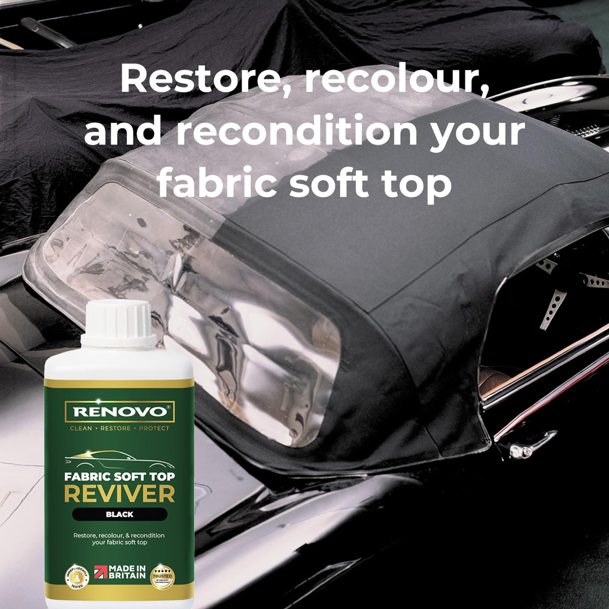 Renovo used on boat cover restoring colour and protecting fabric