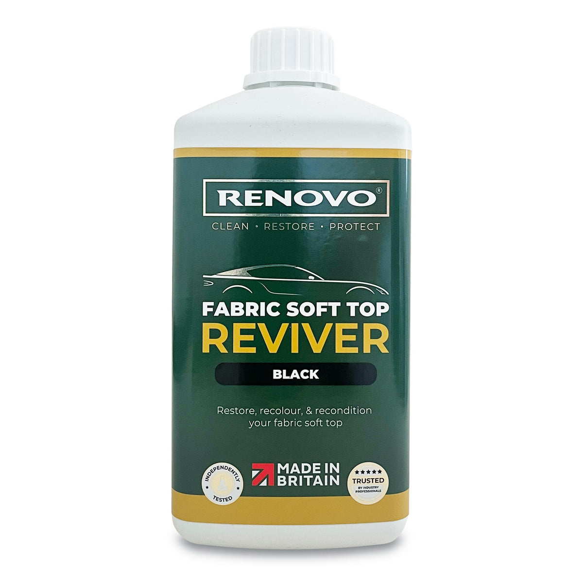 Renovo bottle front view showing product and restored finish benefit