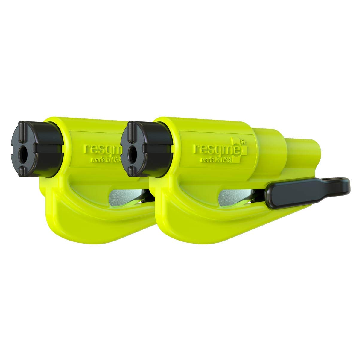 RESQME front view showing compact yellow housing and keyring attachment, quick access benefit