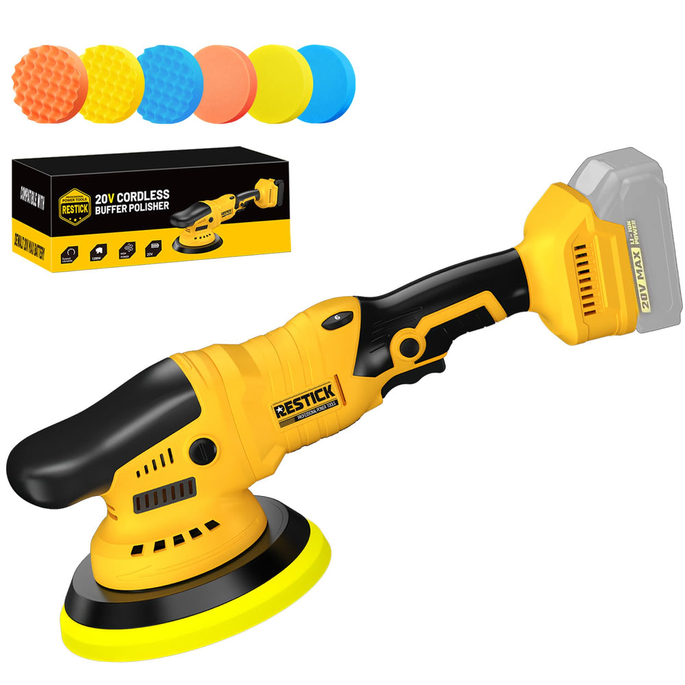Restick front view of polisher showing compact head and controls, easy handling benefit
