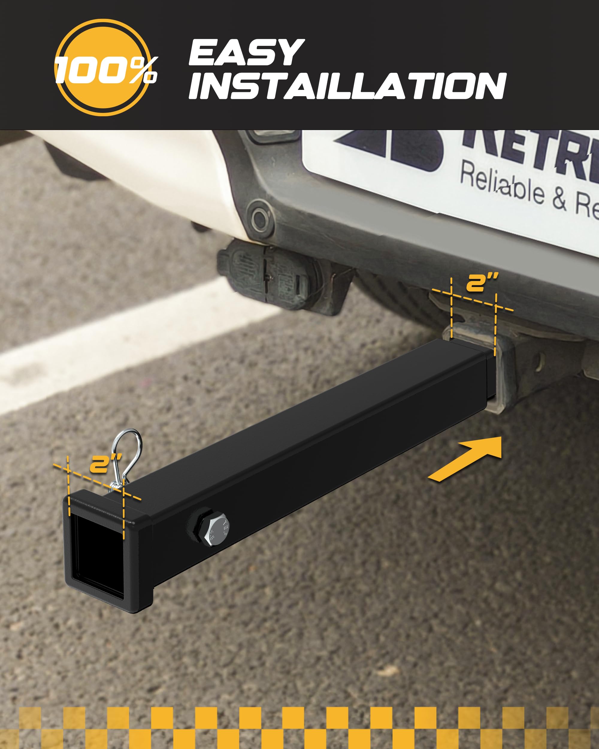 RETRUE close-up of included 5/8" bolt, nut and clip for secure, tool-free fastening