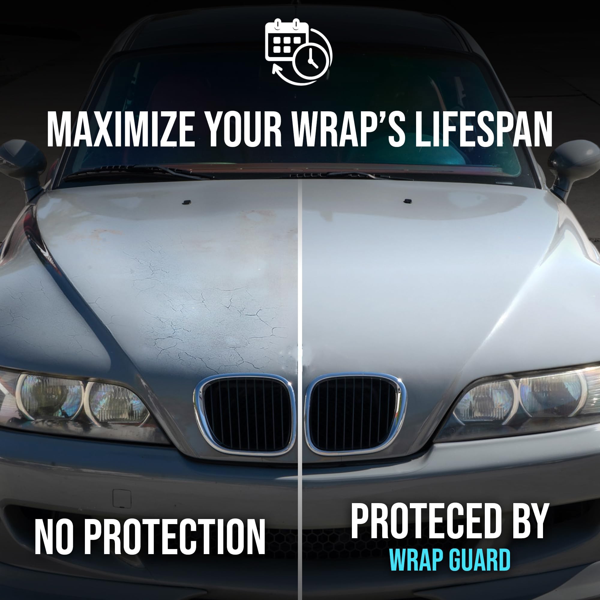 Rev Auto applied on wrapped car exterior, helps protect wrap from elements