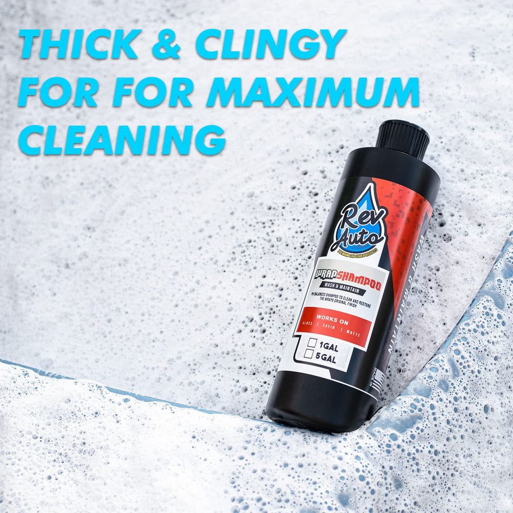 Rev Auto producing thick foam from a foam cannon for gentle cleaning