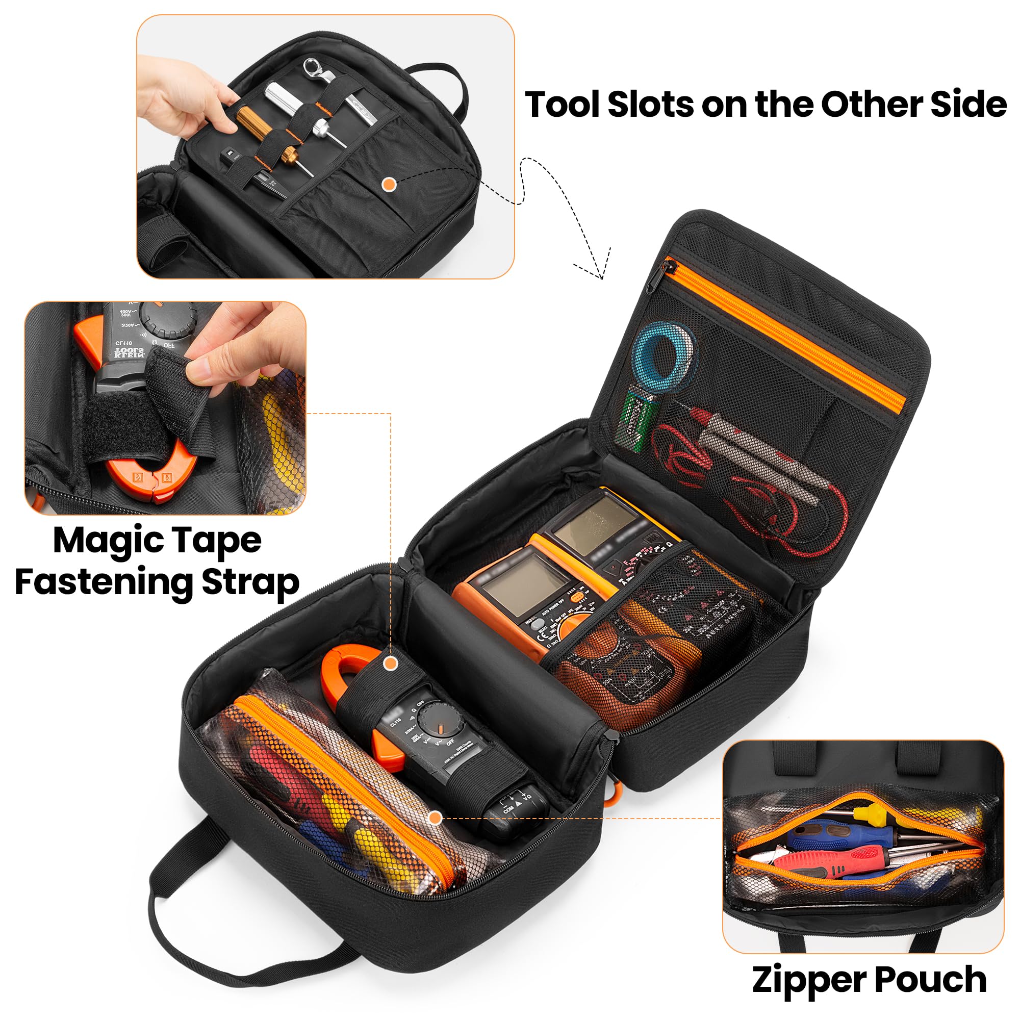 Rexmica clear PVC zip pocket holding batteries and small adapters securely
