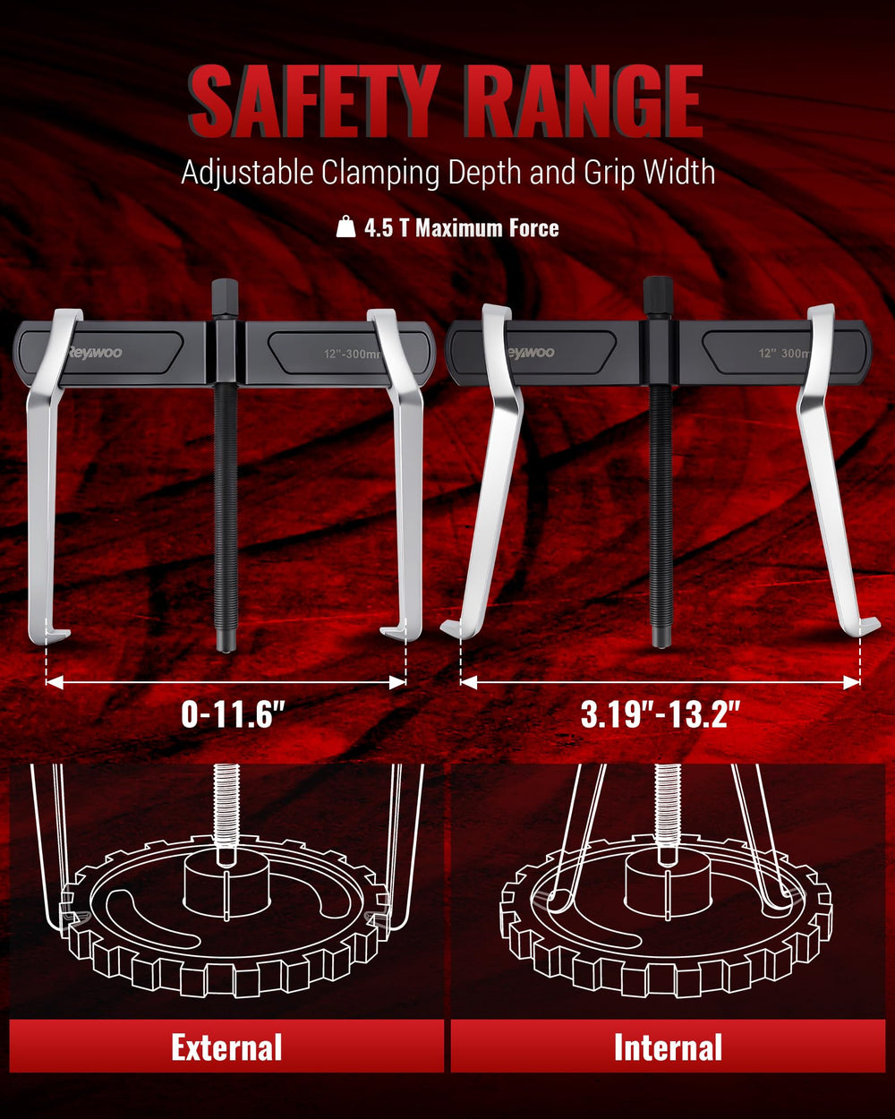 Reywoo jaw close-up showing reversible design for secure gripping