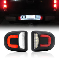 R&F Auto front view of license plate light showing bright lens and fit