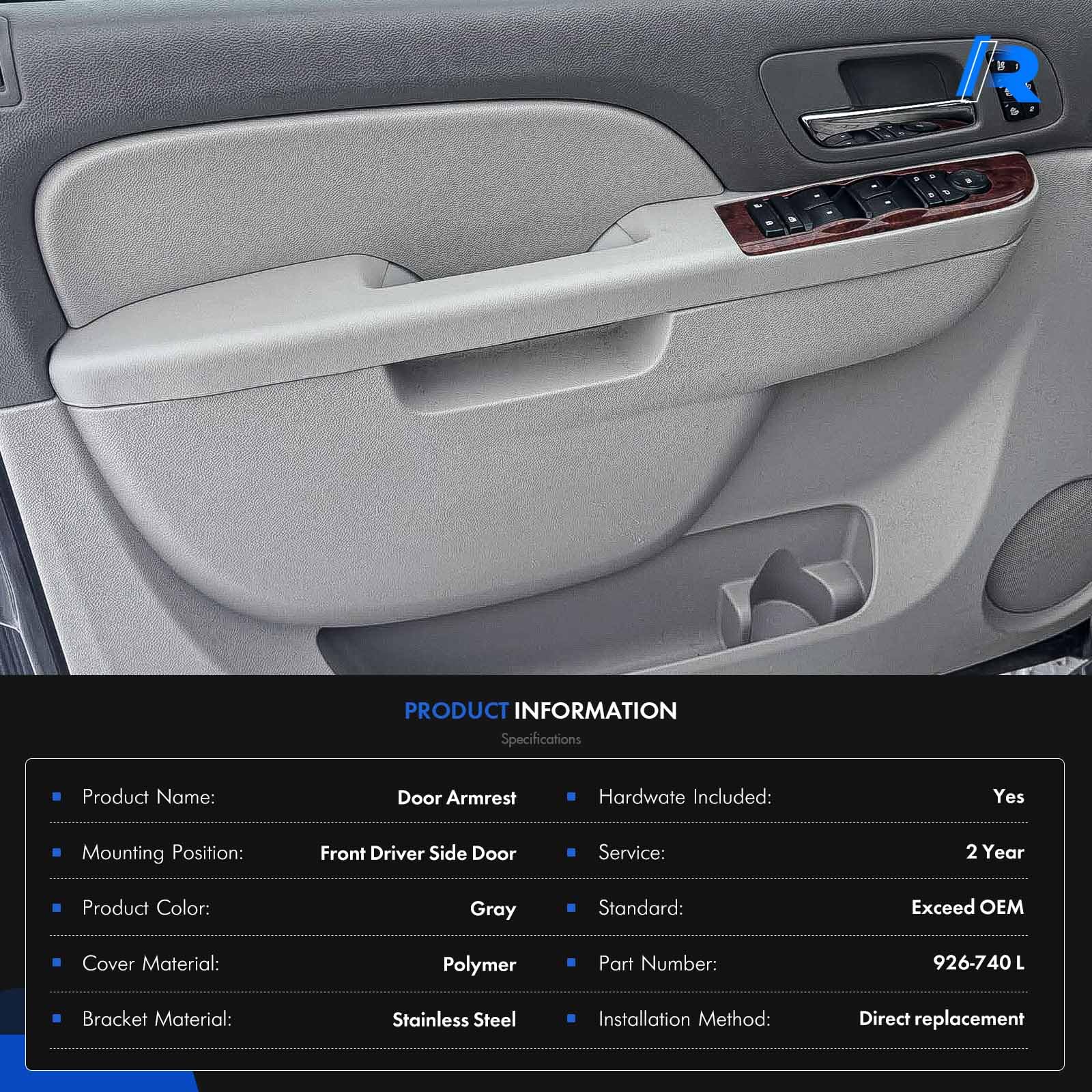 RHAOCZIYAUTO armrest installed on a Chevrolet door panel offering a seamless fit