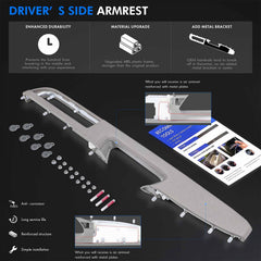 RHAOCZIYAUTO armrest side profile with ruler for scale showing correct dimensions