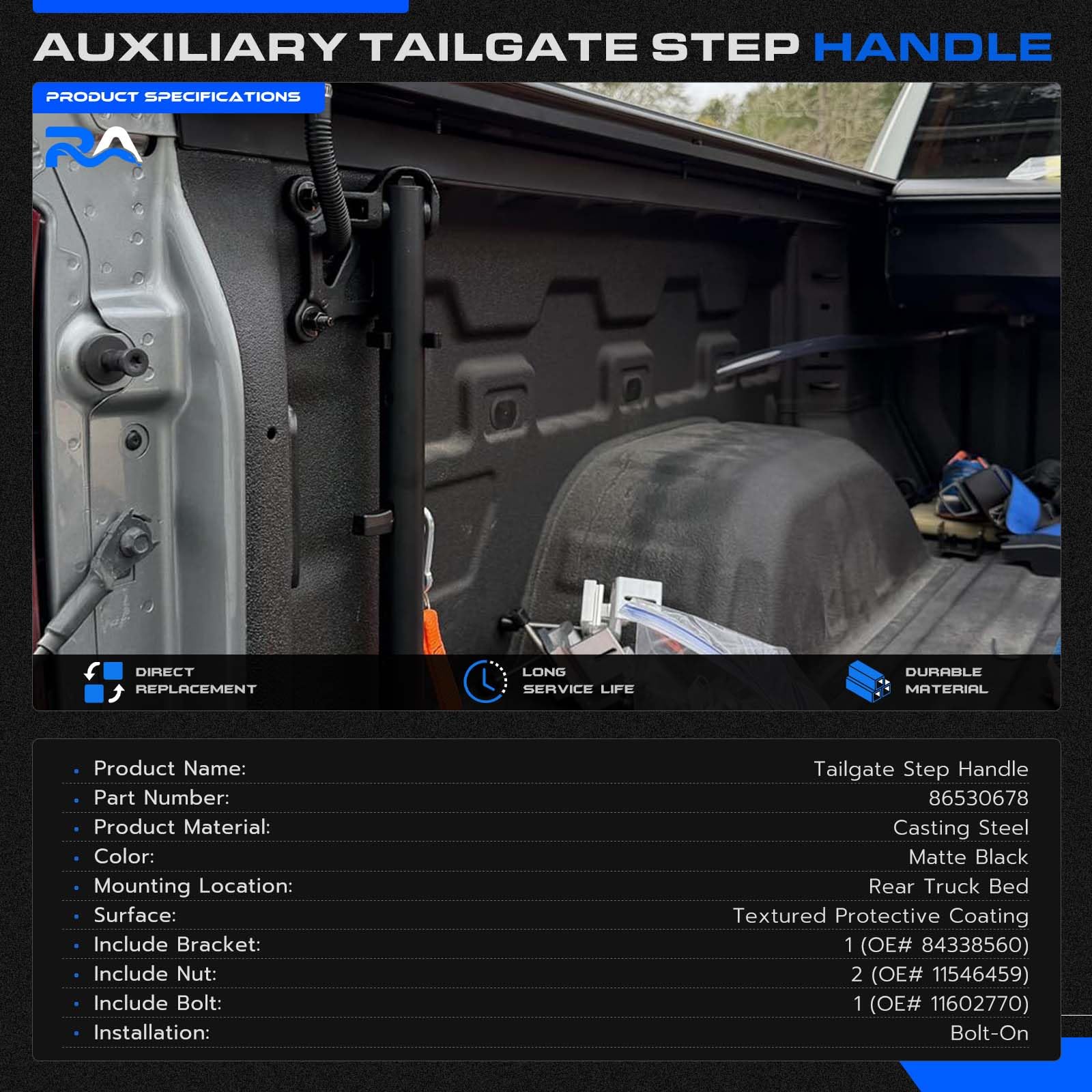 RHAOCZIYAUTO handle used with open tailgate showing secure support