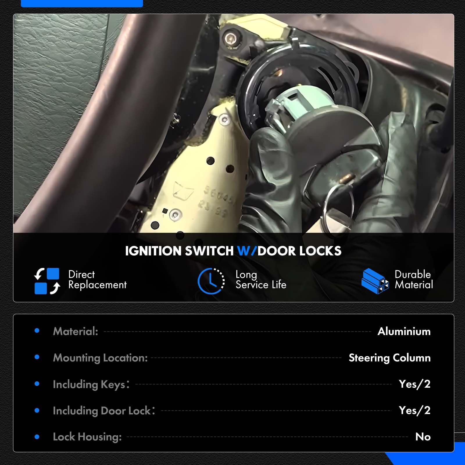 RHAOCZIYAUTO side profile of lock cylinder showing dimensions for correct fitment