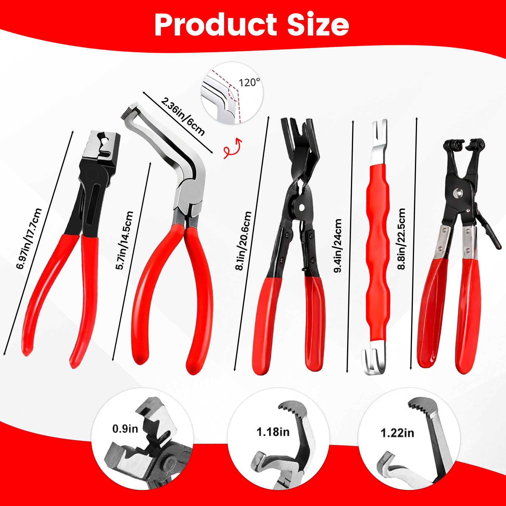 Rhevosil size scale next to ruler showing compact eight-inch tool length
