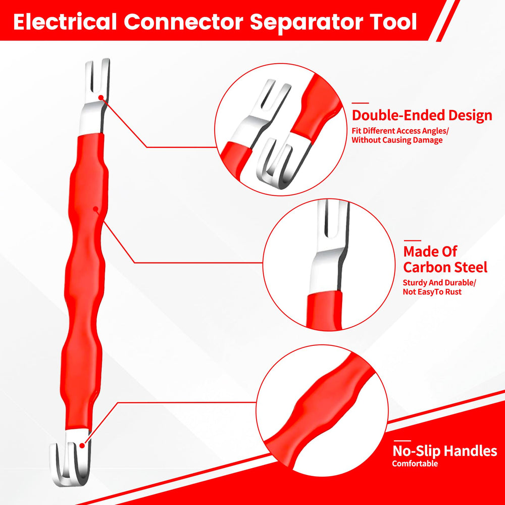 Rhevosil tools in use on engine harness demonstrating damage-free disconnects