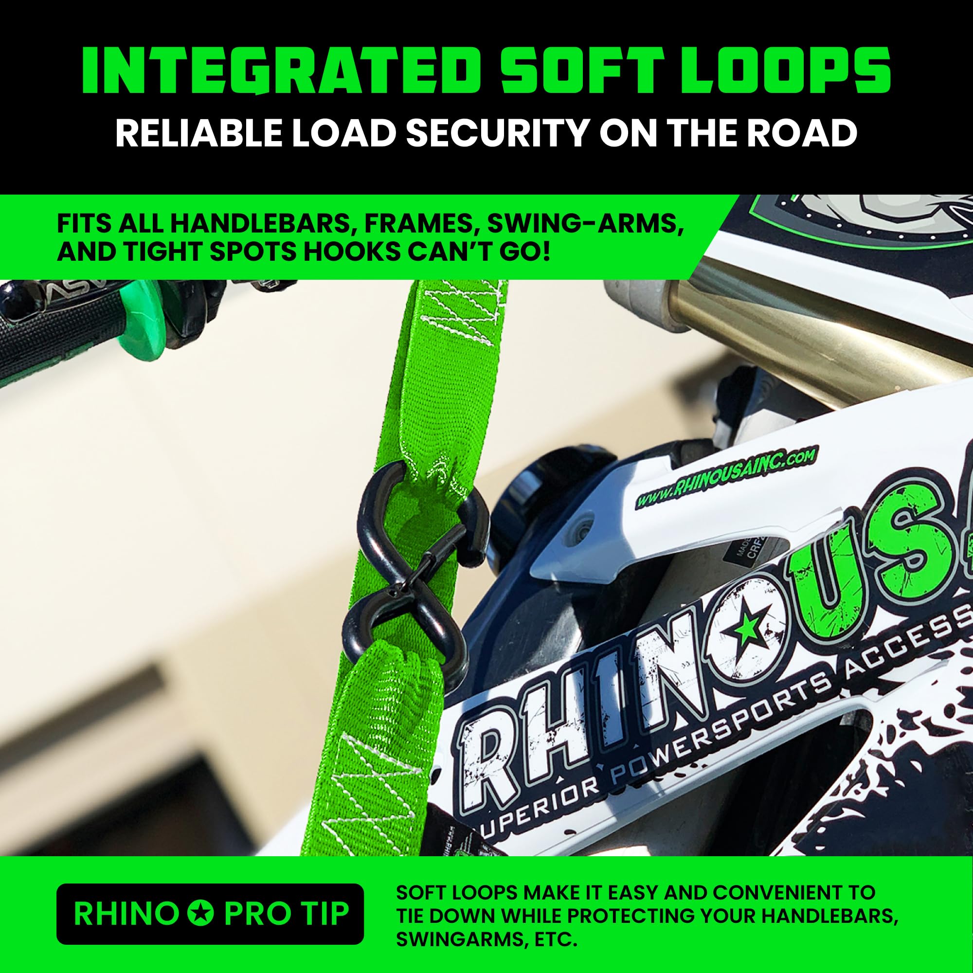 Rhino USA coated chromoly S-hook detail with keeper clip, provides strong secure hold