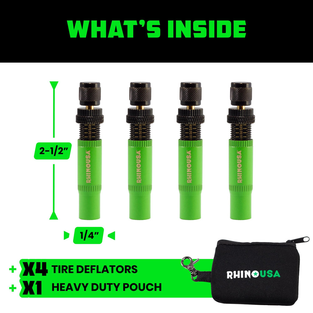 Rhino USA deflator next to a pressure gauge showing accurate air-down control
