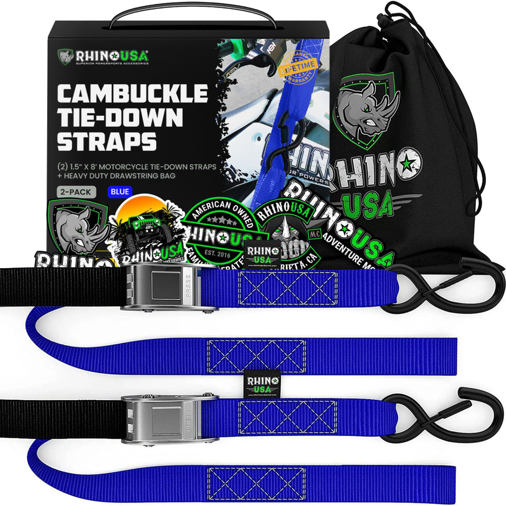 Rhino USA front packaging showing two cambuckle straps and product branding protecting bikes