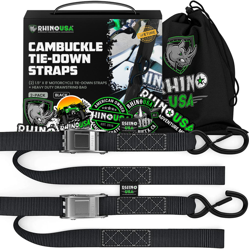 Rhino USA front packaging showing two cambuckle straps for quick identification and trust