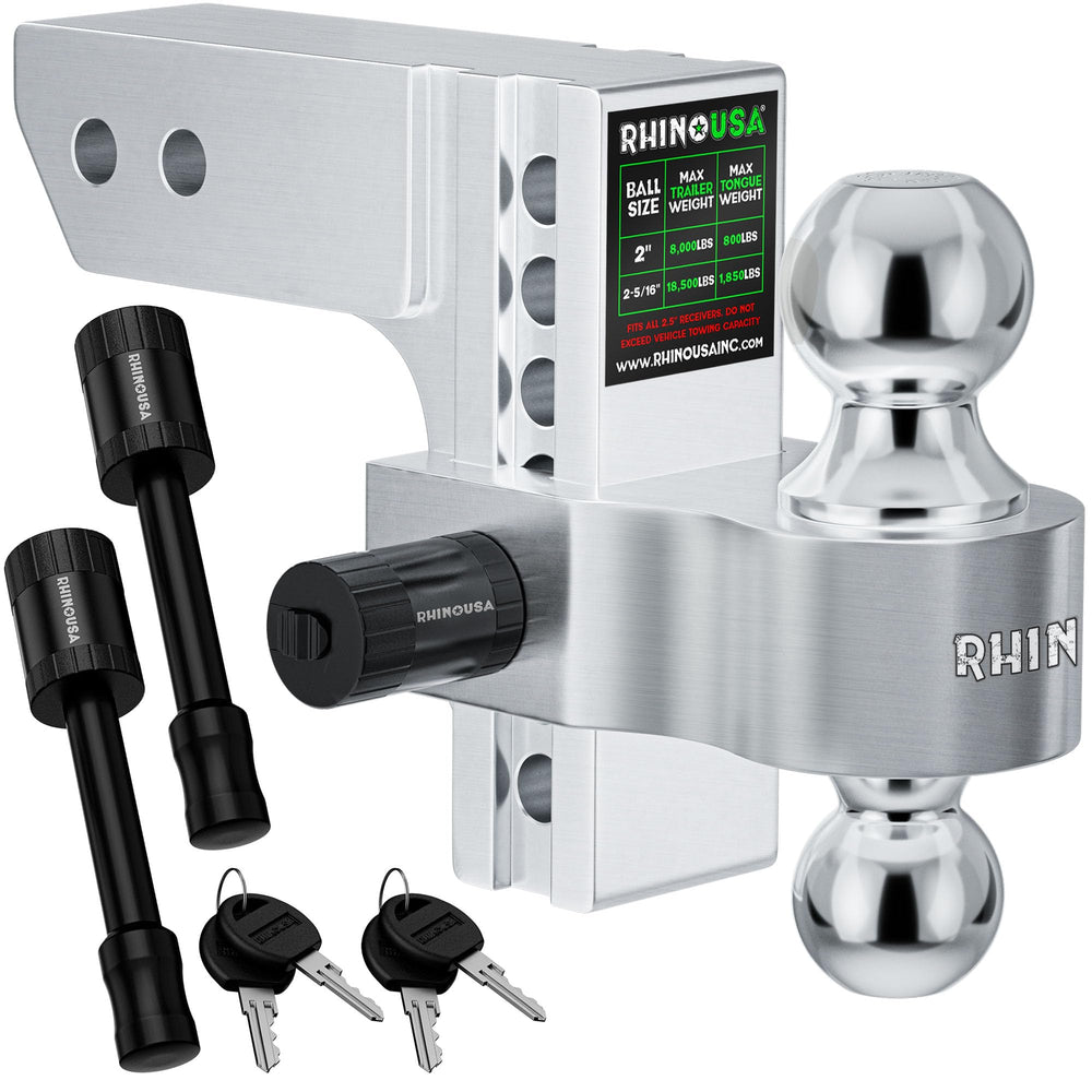Rhino USA front view showing hitch profile and benefits of durable towing