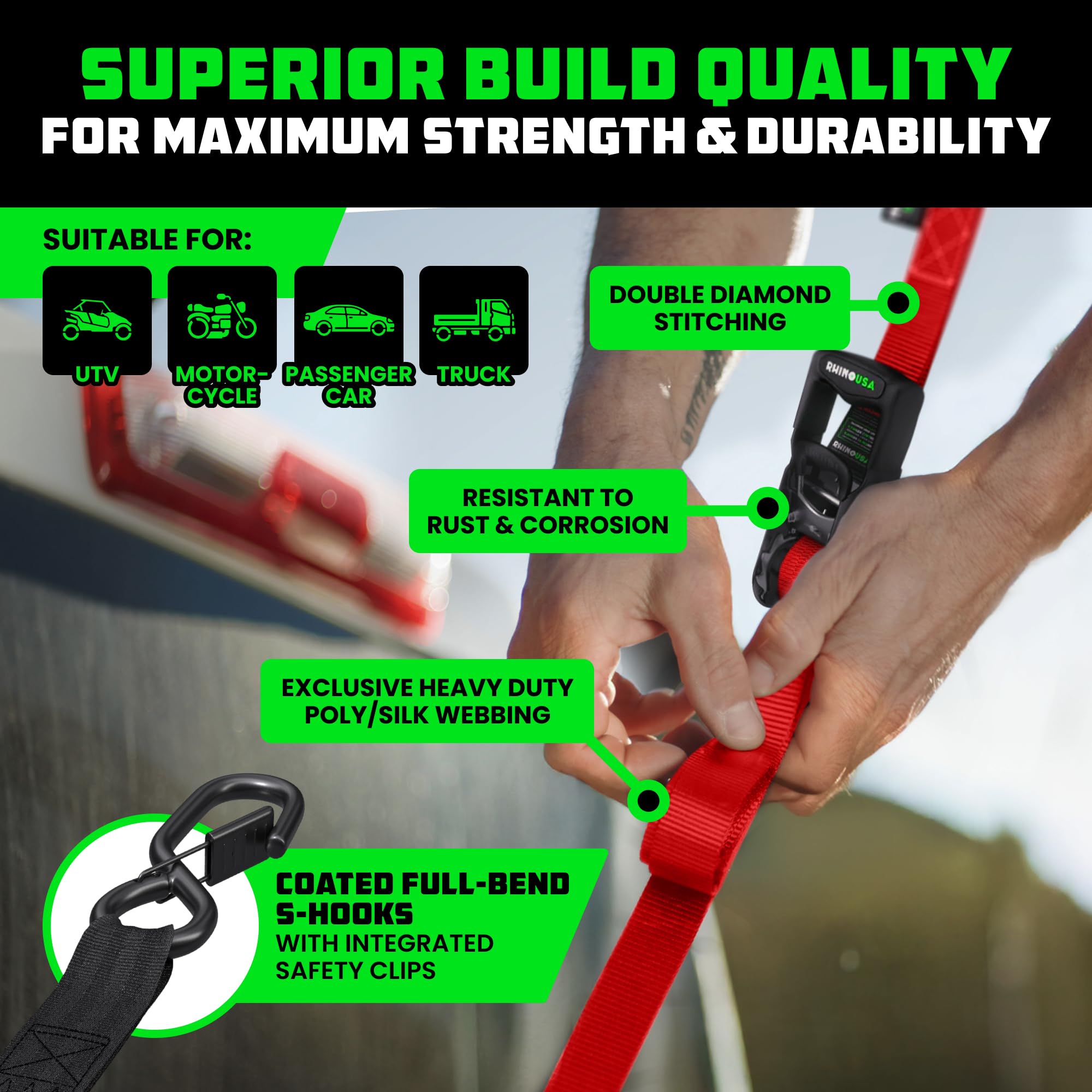 Rhino USA padded handle texture for comfortable grip