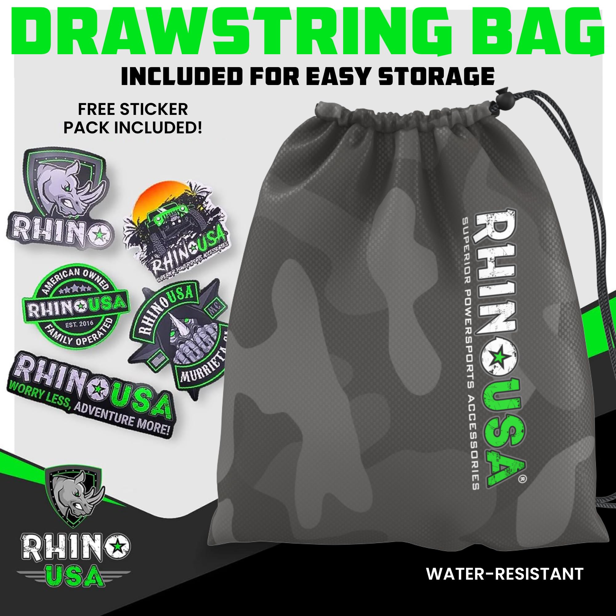 Rhino USA label and hardware contents showing complete mounting kit