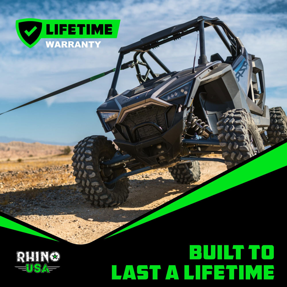 Rhino USA soft shackle on an off-road truck ready in a recovery kit