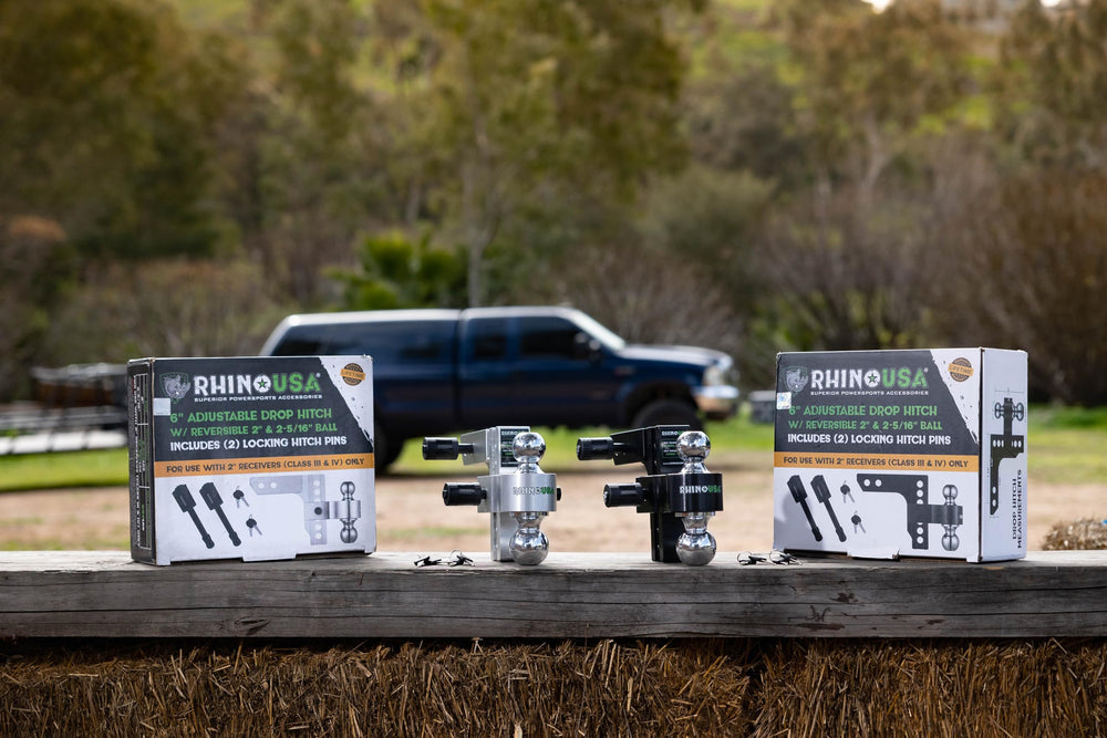 Rhino USA towing lifestyle scene showing improved trailer alignment