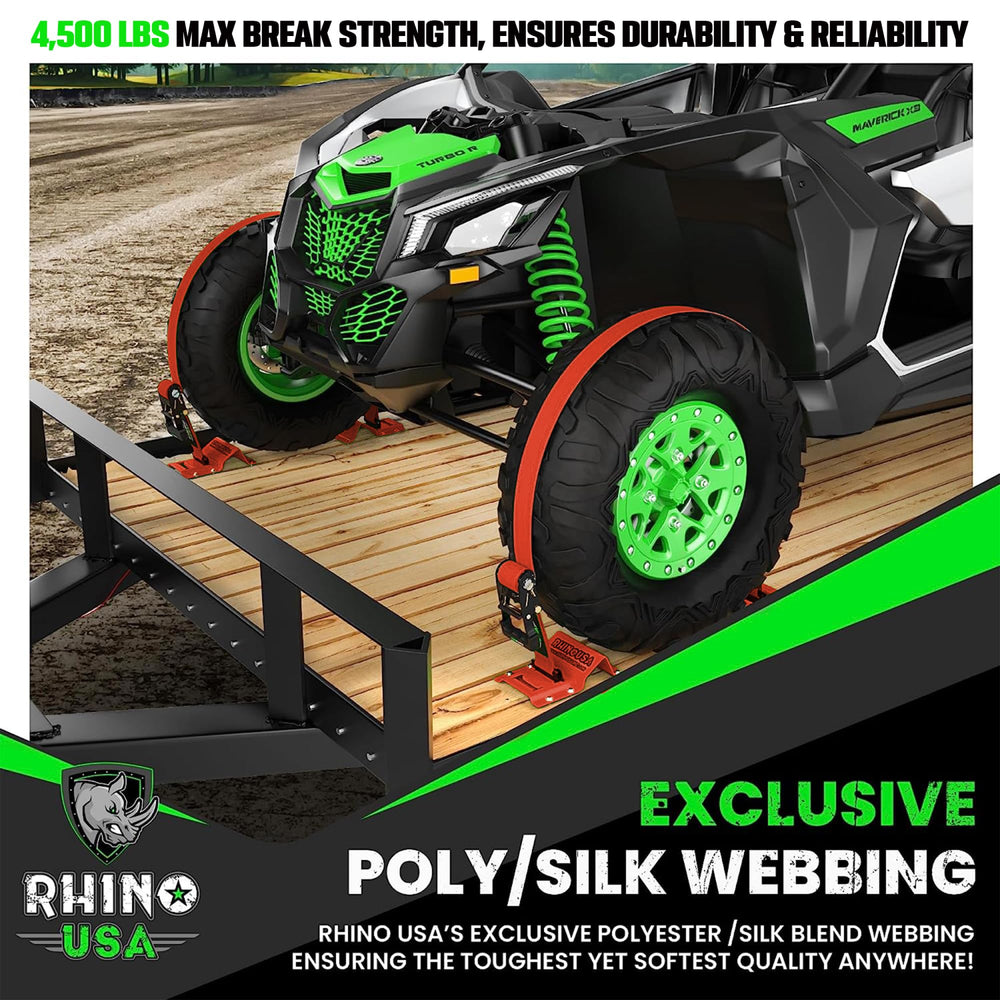 Rhino USA mounted on trailer securing wheel for reliable transport