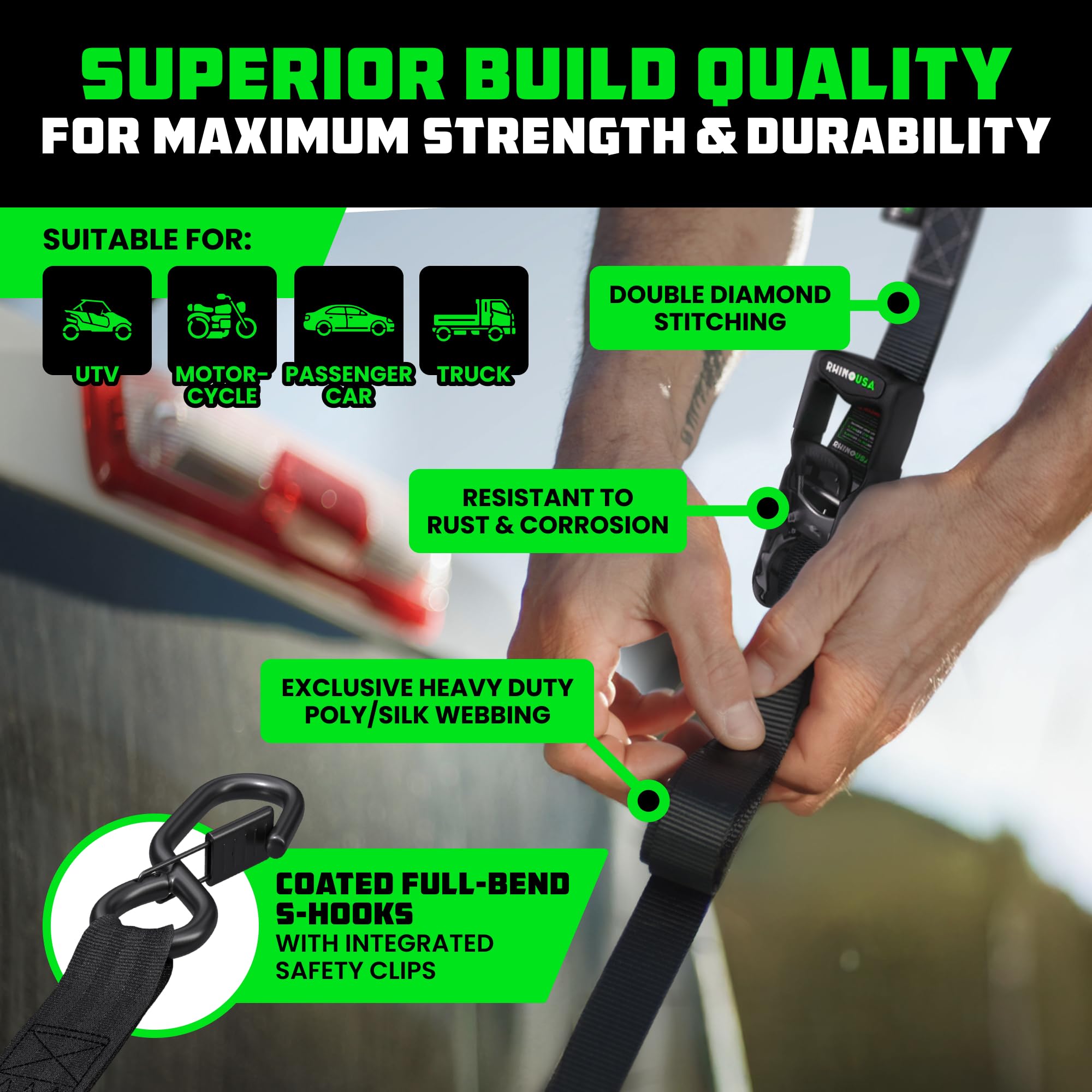 Rhino USA padded handle detail showing improved comfort and grip