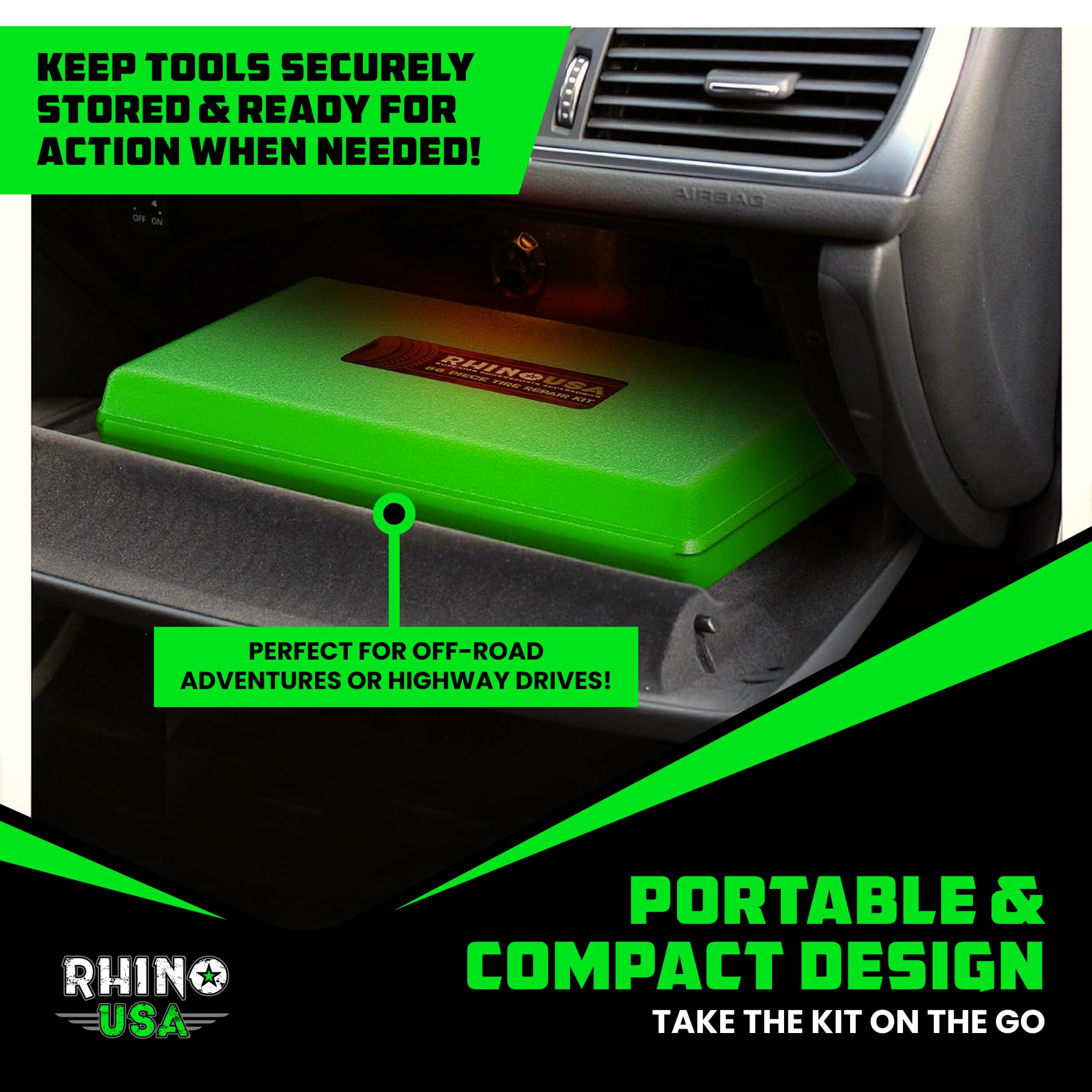 Rhino USA tire pressure gauge and valve cores displayed to verify inflation quickly