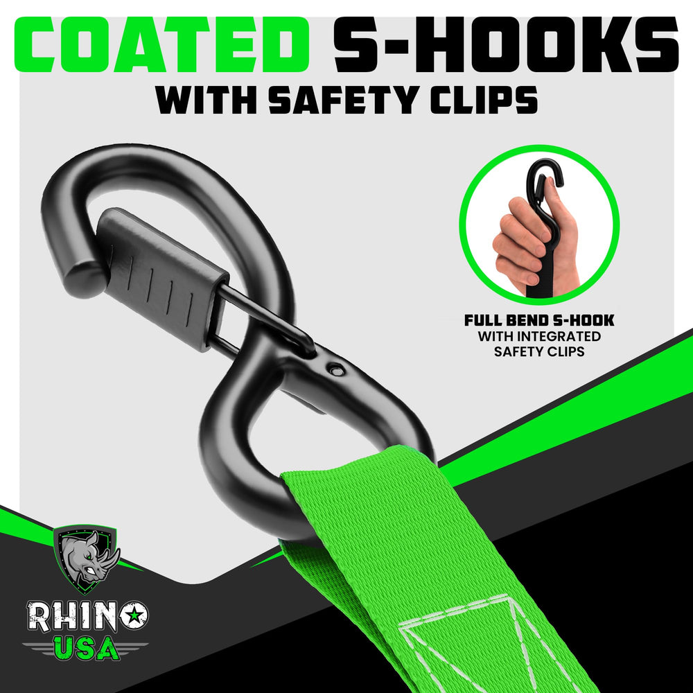 Rhino USA straps securing a motorcycle on a trailer demonstrating stable transport