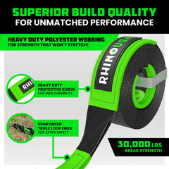 Rhino USA reinforced loop sewn ends showing abrasion resistance benefit