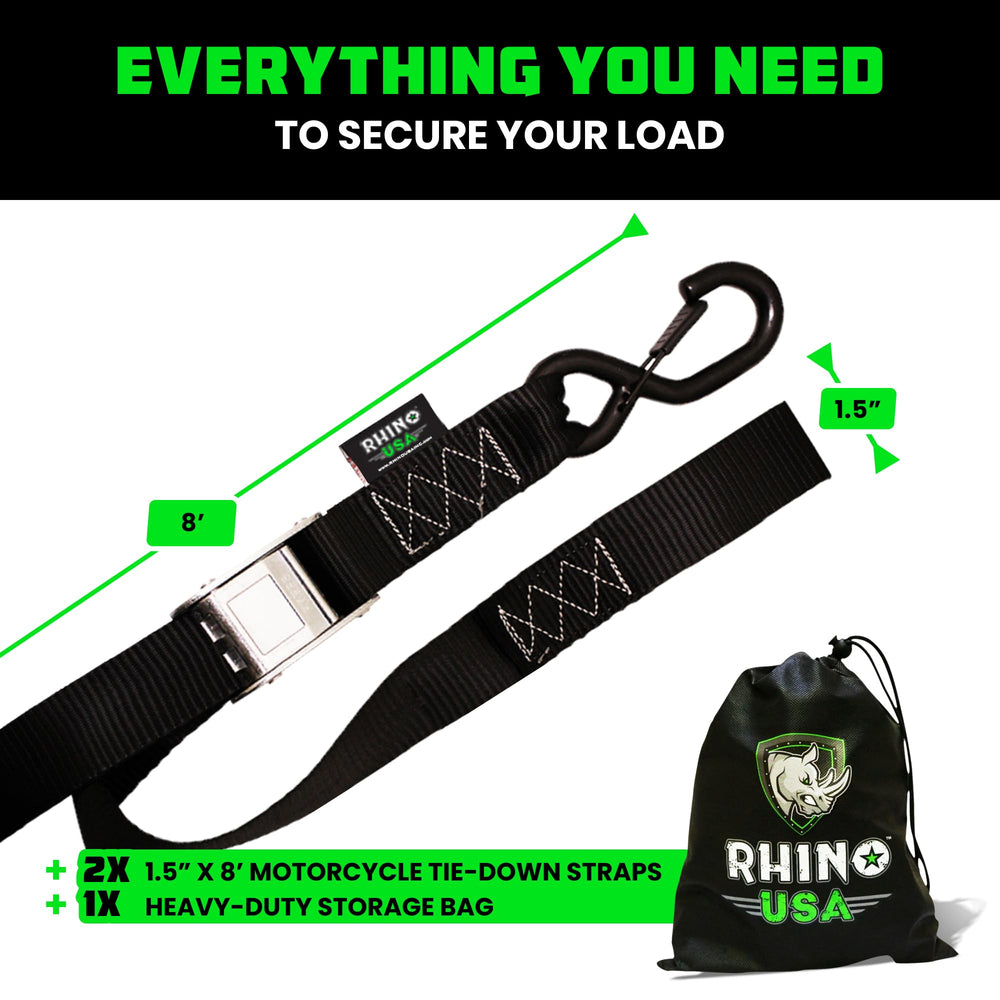 Rhino USA straps next to a ruler showing compact size for easy storage