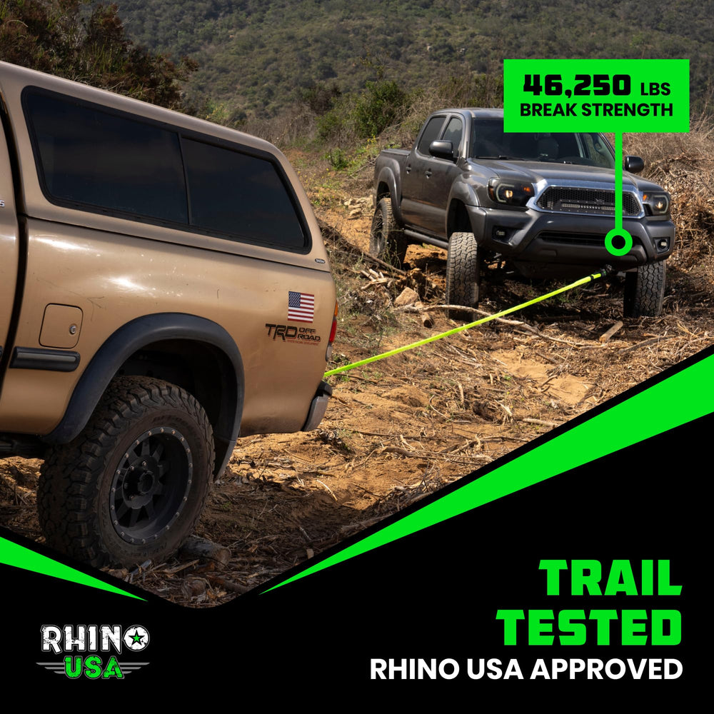 Rhino USA soft shackle held in hand showing compact size and portability benefit