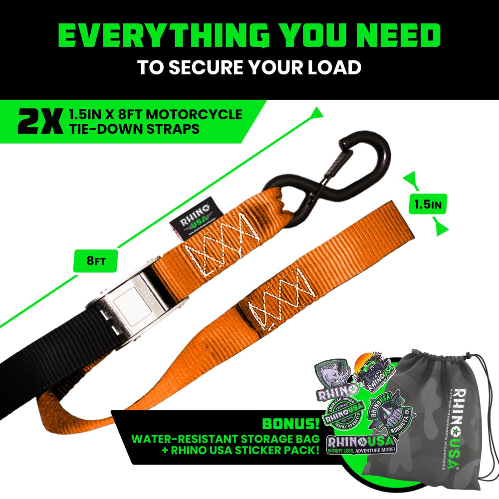 Rhino USA straps next to toolbox showing length and scale for quick reference