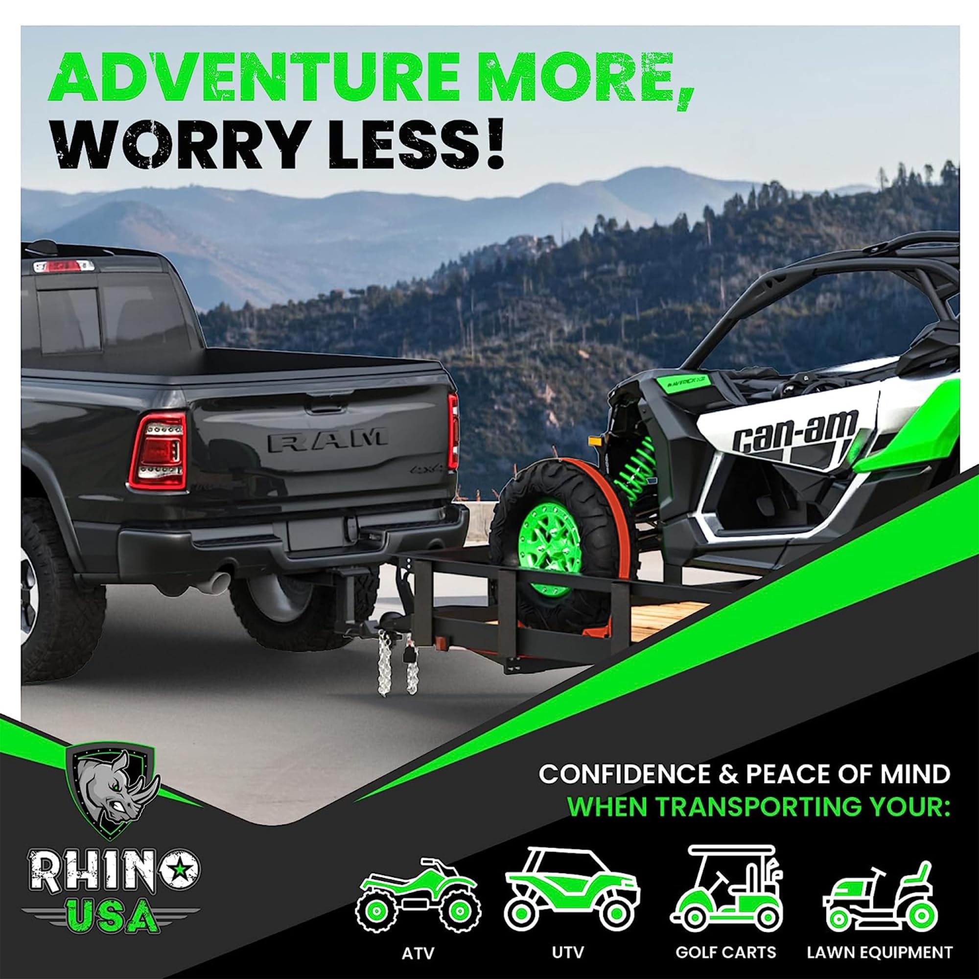Rhino USA size comparison with ruler showing fit for up to 35-inch tires